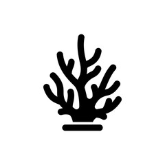 Obraz premium Black filled coral sculpture icon for home decoration and ocean inspired design