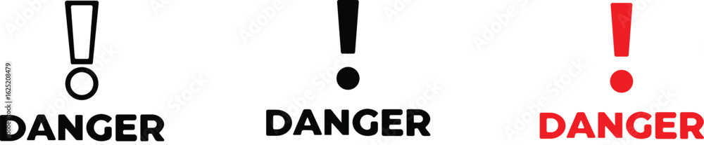 Aufkleber danger and warning icon set.warning danger triangle icon in line set isolated on transparent backgro