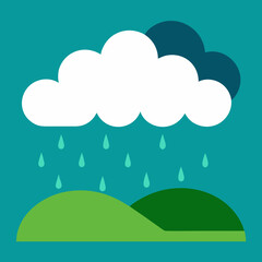 Rainy day over green hills