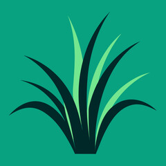Stylized green grass blades on teal background