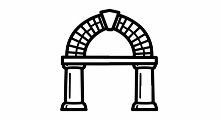 Simple black line art of a classical archway with two pillars and a keystone.