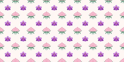 Seamless watercolour and unique floral pattern background for covers, notes, banner. Soft backgrounds colour. Watercolour art work. Flower stalk. Colourful flower. Summer Spring.