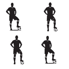 Soccer Player Silhouettes Set, Football Players Vector Graphics, Sports Illustrations Collection