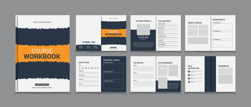 Course Workbook design template, Course Workbook Layout, a4 size Workbook template design