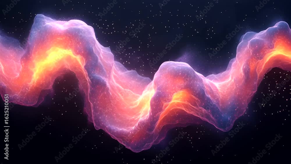 Poster abstract nebula formation in deep space with starfield and glowing lights
