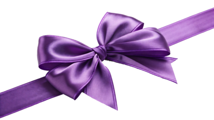 Purple satin gift bow with ribbon isolated on white background for decoration and celebration design

