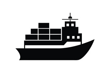 A cargo ship with containers silhouette vector illustration