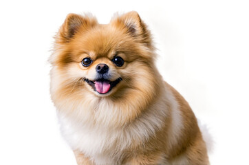 Obraz premium Fluffy Pomeranian Dog with Tongue Out isolated on a transparent background white