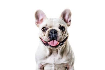French bulldog with happy expression isolated on a transparent background smiling