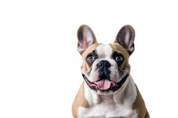 French bulldog with tan and white markings isolated on a transparent background black