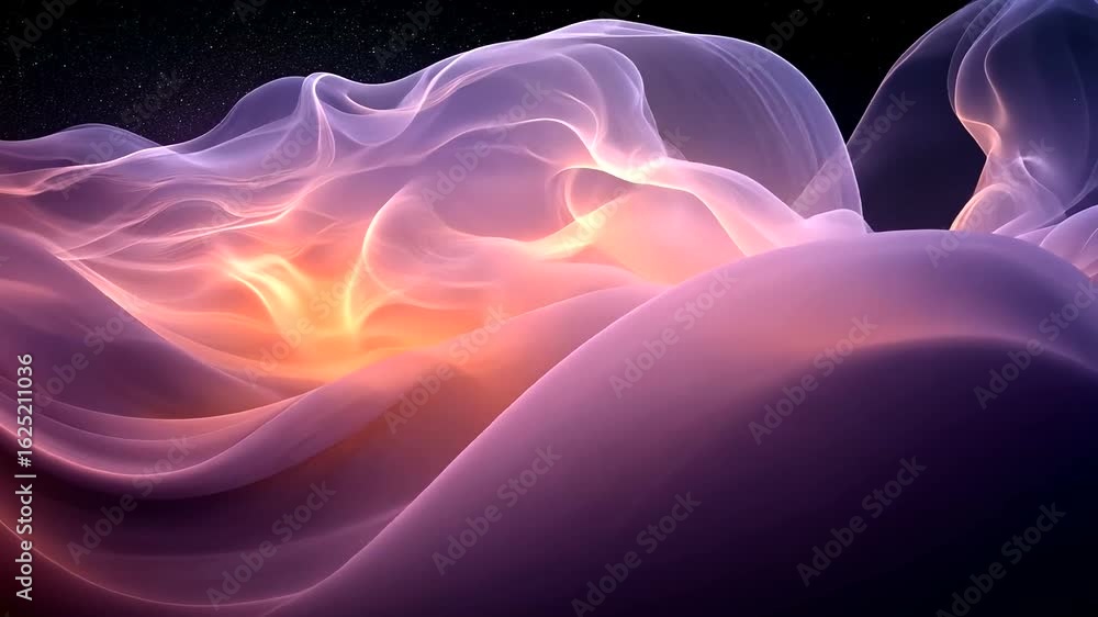 Poster abstract nebula spacescape with luminous clouds and cosmic dust particles