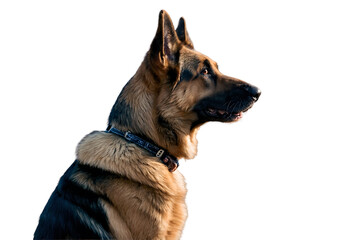 German Shepherd dog profile portrait isolated on a transparent background canine