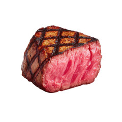 Fototapeta premium Juicy Grilled Steak with Perfect Char Marks and Succulent Pink Center Ready for a Delicious Meal Experience