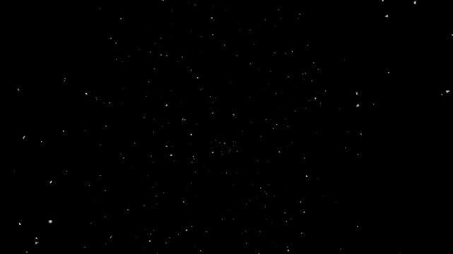 Isolated falling snow snowflakes alpha channel background. Winter Snow Fall Black Background, Looping Snowfall Particles Overlay, Isolated Falling Snow 
