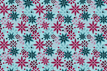 Teal and Wine Fashion Starburst Seamless Repeat