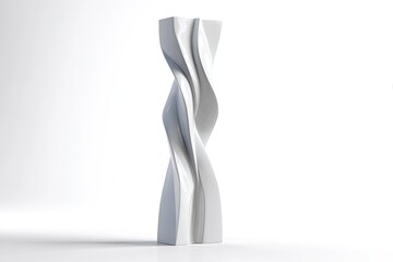 Twisted White Column Abstract Sculpture