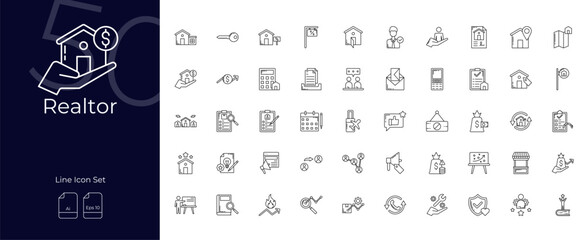 Realtor Line Editable Icons set. Vector illustration in modern thin line style of Realtor icons: agent, residential, property, etc