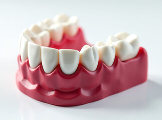 Fototapeta premium A highly detailed, realistic denture, isolated on a completely clear background. Focus on the intricate details of the teeth and gumline. High resolution.