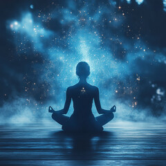 Meditation practice in cosmic environment with stars
