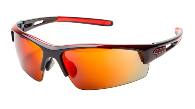 Sport Sunglasses with Orange Lenses on Transparent Background for Easy Integration