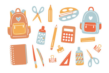 School Essentials: A vibrant assortment of school supplies artfully arranged, sparking creativity and capturing the essence of learning.