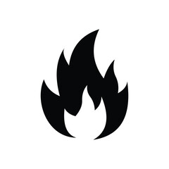 Single Flame Icon Bold Black Fire Symbol for Heat, Energy, and Safety