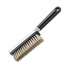 Close up of a wire brush with a long handle used for cleaning and scrubbing metal surfaces isolated on transparent background