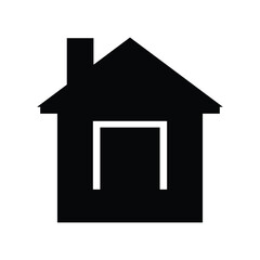 Black House Icon Simple Home Silhouette with Roof and Door