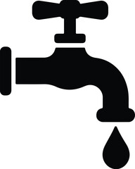 Silhouette water tap dripping vector illustrator