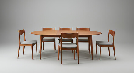Elegant Mid-Century Modern Dining Set Wooden Table and Chairs with Minimalist Design