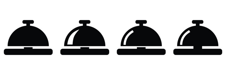 Classic Hotel Service Bell Icon – Vector Illustration of Reception Call Bell with Dome and Button 