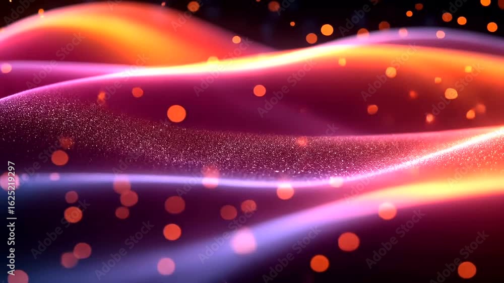Poster abstract particle wave background with glowing lights and dynamic motion