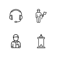 Customer support and tour guide icons representing service and guidance
