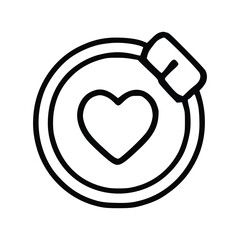 Heart Love Badge Icon Romantic and Health Symbol in Circle Outline