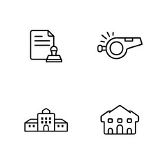 Set of Icons Representing Official Documents Education and Sports Refereeing