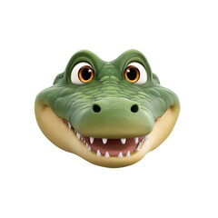 cartoon baby crocodile head front view isolated die cut 
