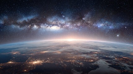 Obraz premium Stunning Earth View From Space At Sunrise