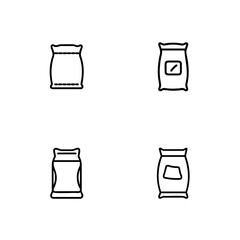 Set of four different bags for food or pet food packaging line art