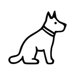 Sitting Dog Icon Outline Pet Symbol Vector with Collar