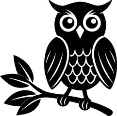 Owl on Branch Silhouette