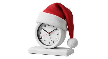 Isolated Clock with Santa Hat