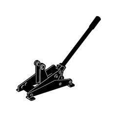 Vector Illustration of Hydraulic Floor Jack Tool – Black and White Car Lifting Equipment for Garage, Vehicle Repair, and Workshop Use