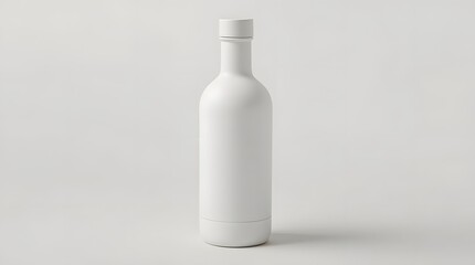White Bottle against Light Grey Background