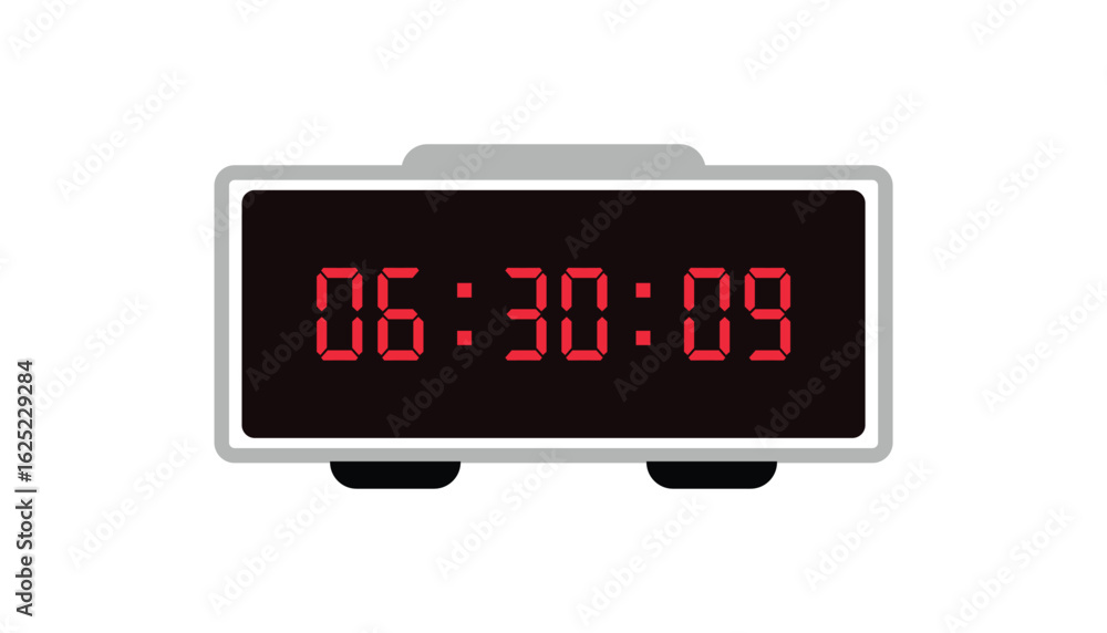 Poster digital alarm clock icon with digital number | minimal vector led display. electronic timer display.
