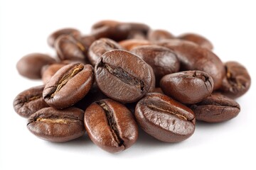 Obraz premium Coffee Bean Pile Isolated on White