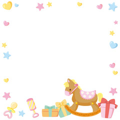 キッズ＆ベビー用ベビーシャワーSNSフレームのベクターイラスト素材(Kids & Baby Baby Shower Social Media Frame Vector Illustration)