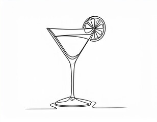 Outline drawing of a martini glass.party, alcohol, outline, cocktail, icon, elegant, graphic, liquid, drawing, simple, illustration, modern, bar, object, refreshment, beverage,Generative AI.
