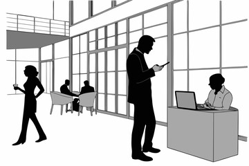 Networking Event at Tech Hub Silhouette Vector – Startup Community, Professional Connections, and Innovation Gathering Concept