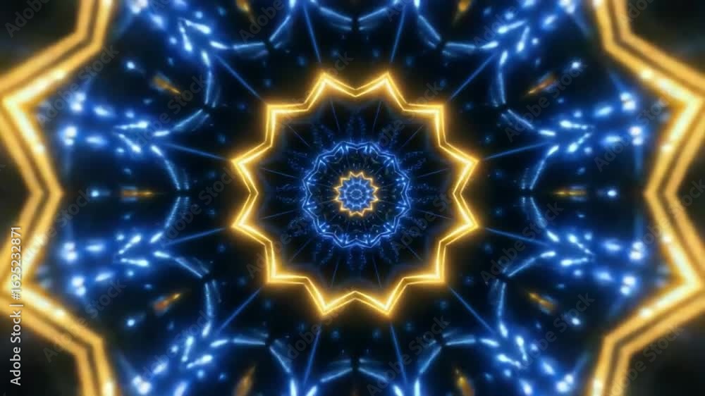 Poster kaleidoscope of lights: mesmerizing visual display of radiant, fractal light patterns, offering an i