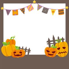 キッズ＆ベビー用ハロウィンSNSフレームのベクターイラスト素材(Kids & Baby Halloween SNS Frame Vector Illustration)